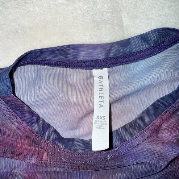 Athleta Oversized Mesh T-Shirt Top-Short Sleeve-Purple Blue Pink-XXS - Picture 2 of 5